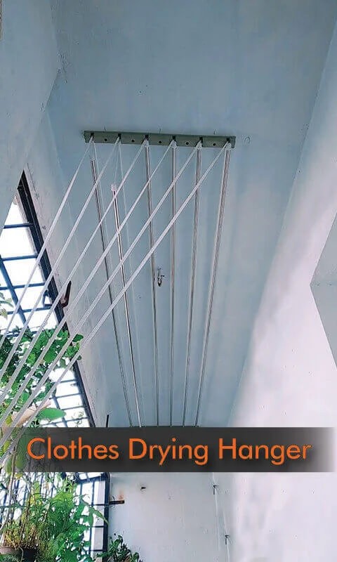 Balcony Cloth Drying Roof Hangers [ 7feet x 6 lines ] Premium Quality, Ever Dry Ceiling Cloth Drying Hangers