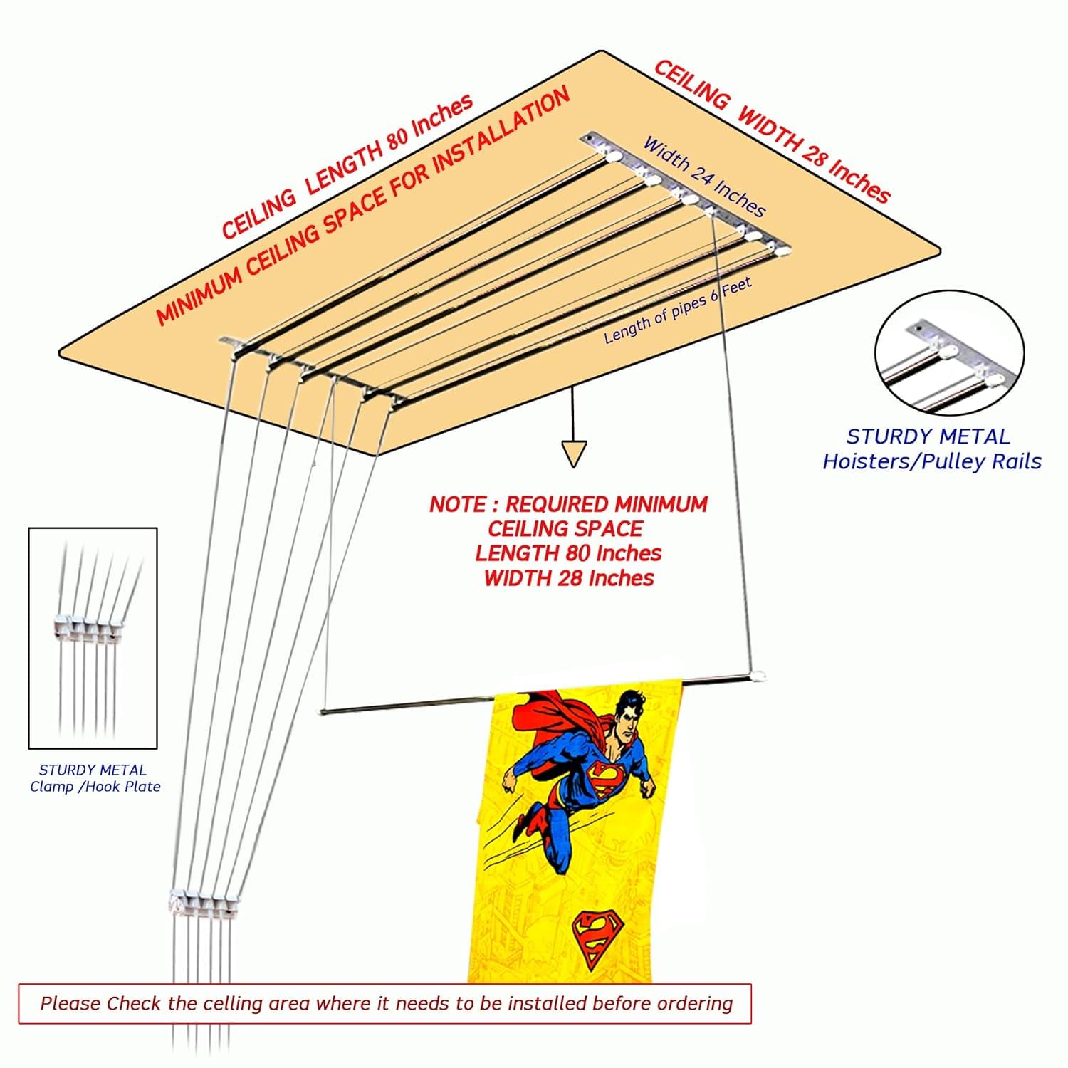 EverDry Premium Quality Ceiling Cloth Drying Hangers - Image 3